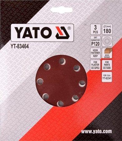 Круг шліфувальний з липучкою Yato YT-83464 (Ø= 180 мм. Р120) 3 шт.