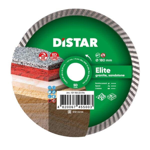 Круг алмазний відрізний Distar 1A1R Turbo 180x2,4x9x22,23 Elite