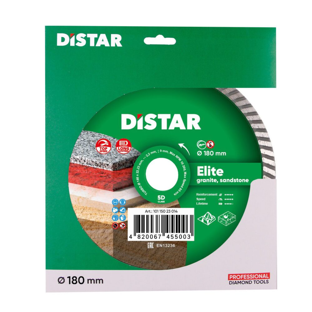 Круг алмазний відрізний Distar 1A1R Turbo 180x2,4x9x22,23 Elite