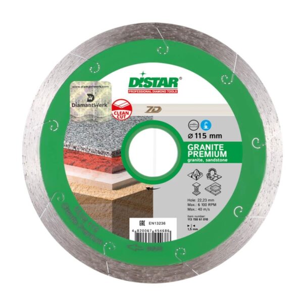 Круг алмазний відрізний Distar 1A1R 125×1,5x8x22,23 Granite Premium