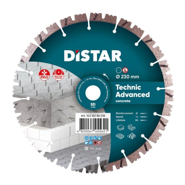 Круг алмазний відрізний Distar 1A1RSS/C3-H 232x2,6/1,8x12x22,23-16 Technic Advanced