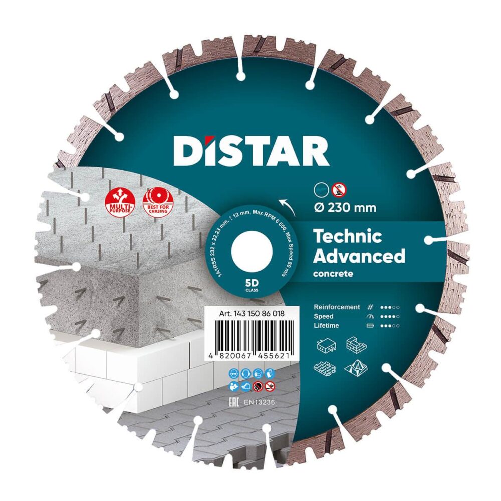 Круг алмазний відрізний Distar 1A1RSS/C3-H 232x2,6/1,8x12x22,23-16 Technic Advanced