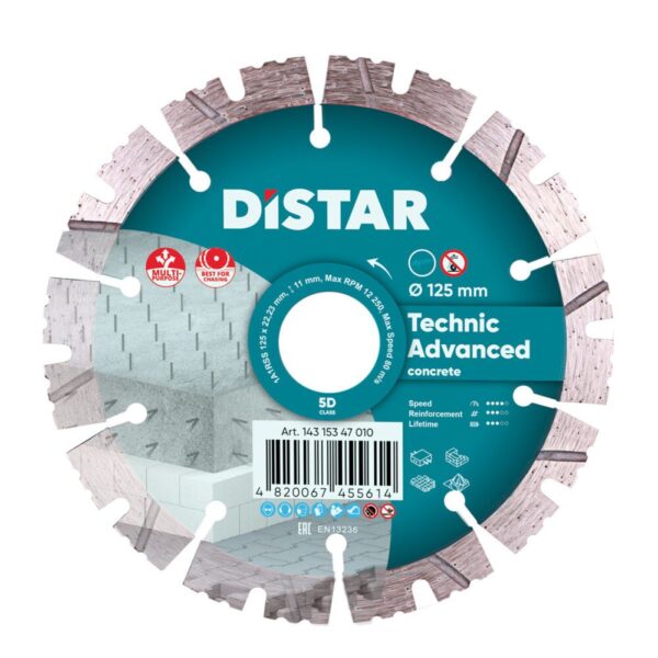 Круг алмазний відрізний Distar 1A1RSS/C3-H 125x2,2/1,4x11x22,23-10 Technic Advanced