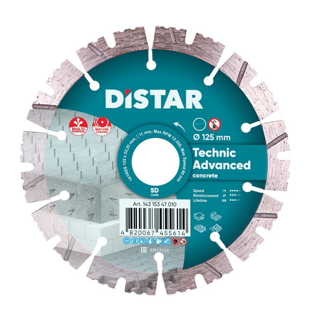 Круг алмазний відрізний Distar 1A1RSS/C3-H 125x2,2/1,4x11x22,23-10 Technic Advanced