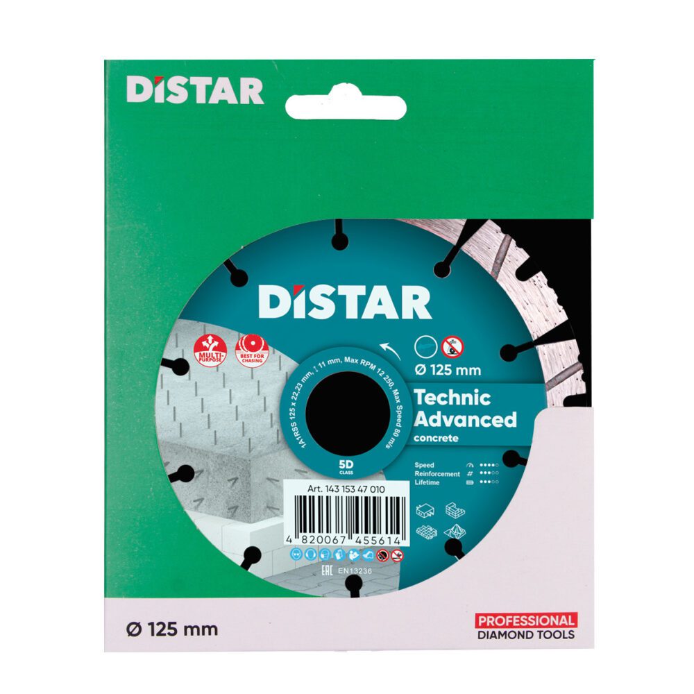 Круг алмазний відрізний Distar 1A1RSS/C3-H 125x2,2/1,4x11x22,23-10 Technic Advanced