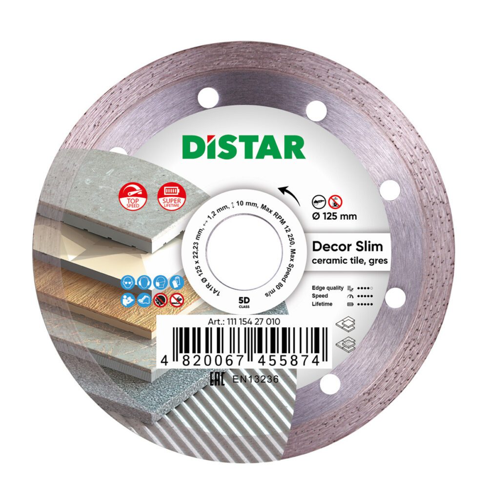 Круг алмазний відрізний Distar 1A1R 125x1,2x8x22,23 Decor Slim