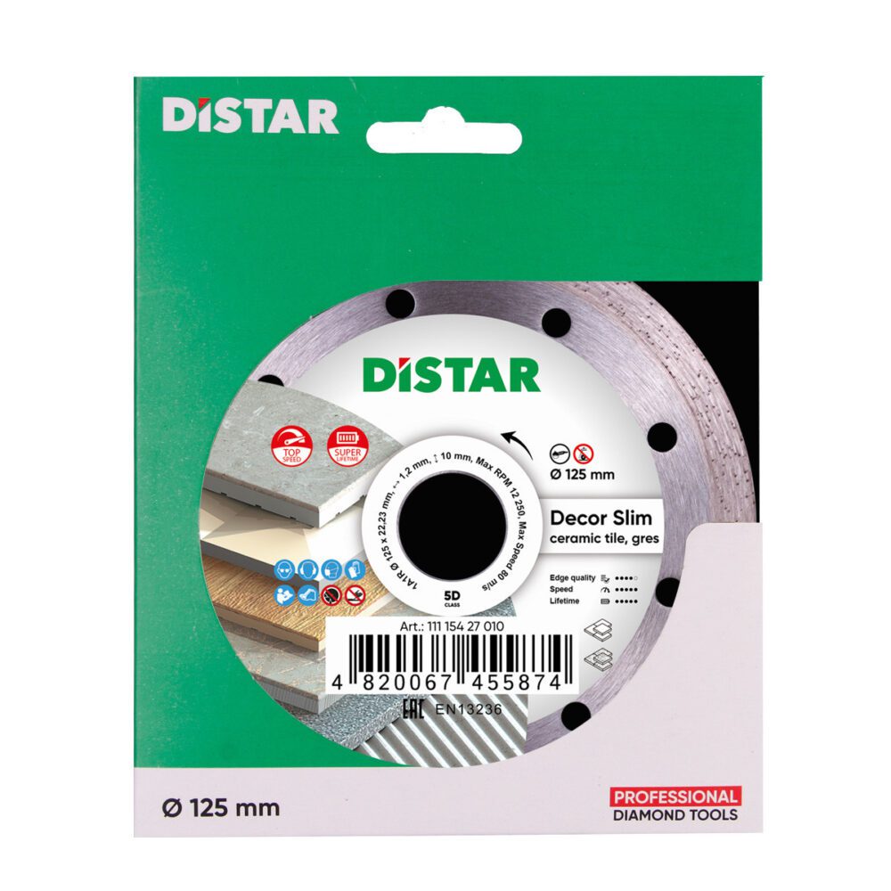 Круг алмазний відрізний Distar 1A1R 125x1,2x8x22,23 Decor Slim