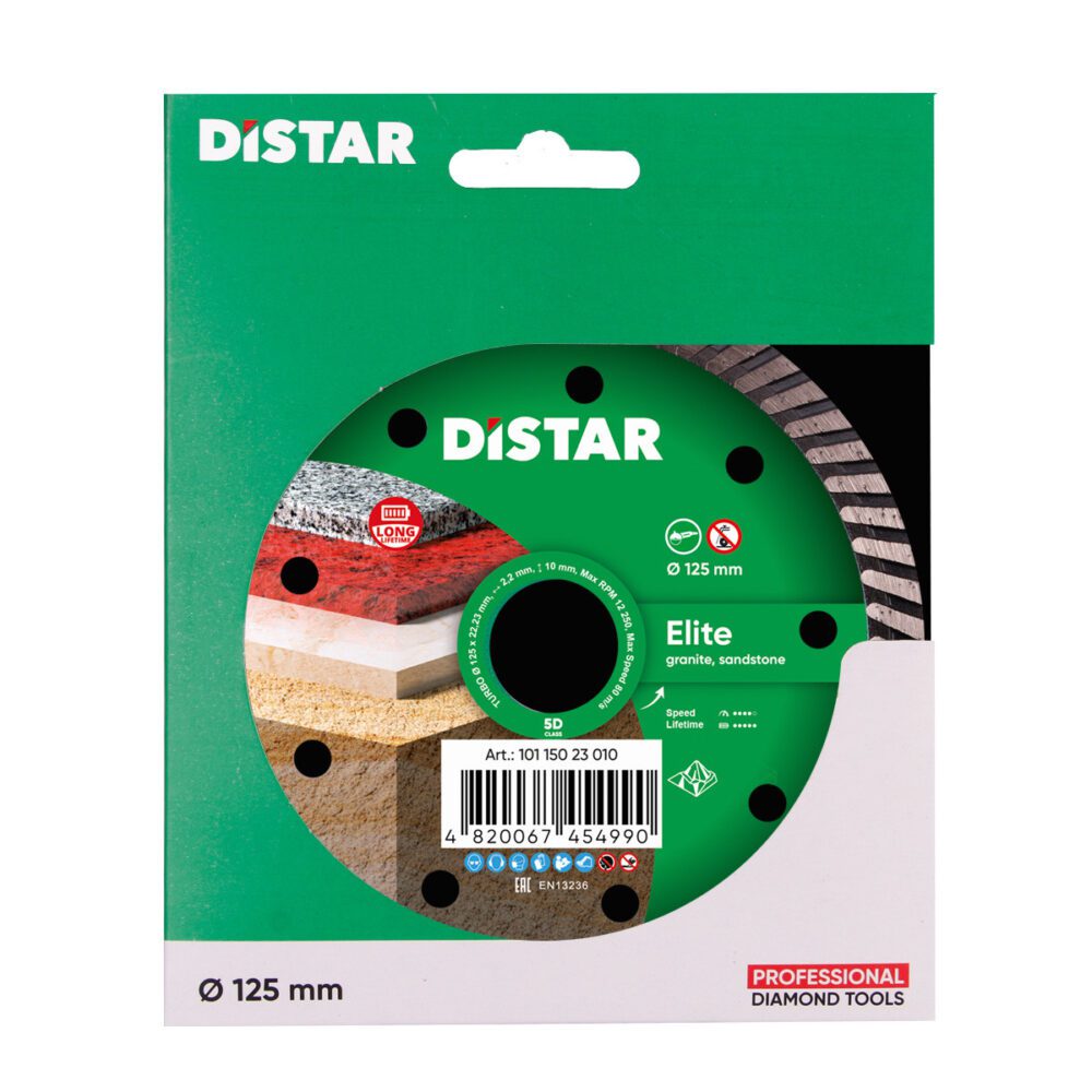 Круг алмазний відрізний Distar 1A1R Turbo 125x2,2x10x22,23 Elite