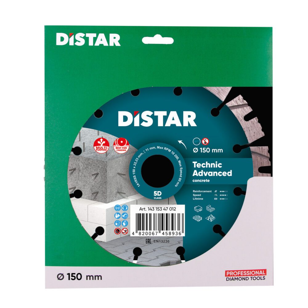 Круг алмазний відрізний Distar 1A1RSS/C3-H 150x2,3/1,5x11x22,23-12 Technic Advanced