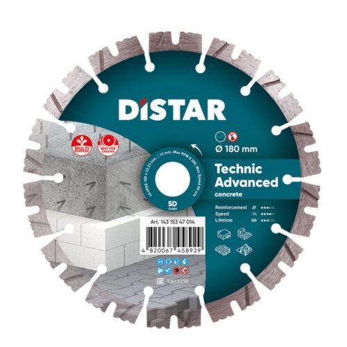 Круг алмазний відрізний Distar 1A1RSS/C3-H 180x2,6/1,8x12x22,23-14 Technic Advanced