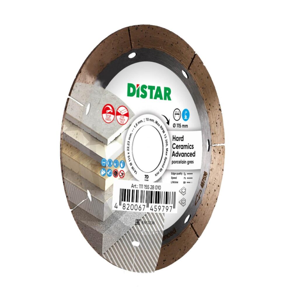 Круг алмазний відрізний Distar 1A1R 115x1,6x10x22,23 Hard ceramics Advanced