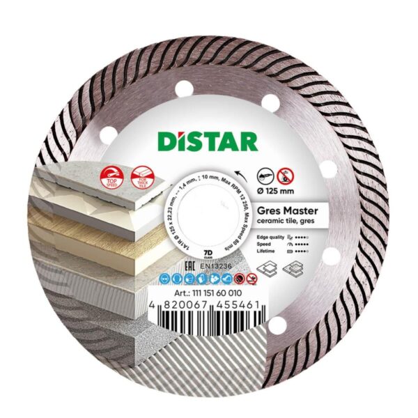 Круг алмазний відрізний Distar 1A1R 125x1,4x10x22,23 Gres Master