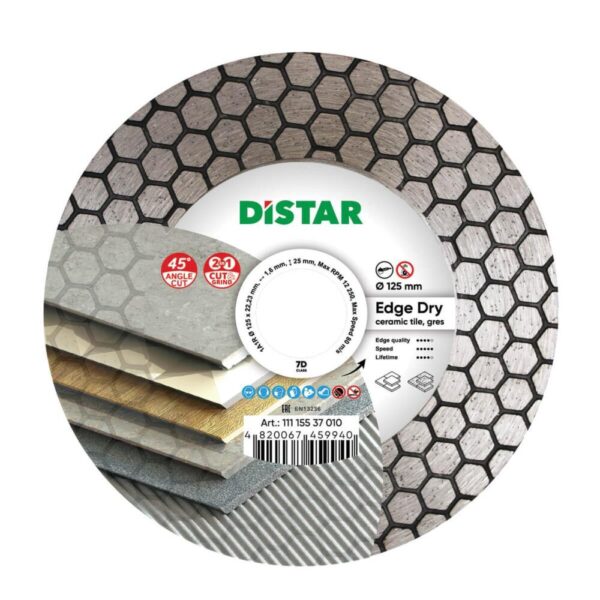 Круг алмазний відрізний Distar 1A1R 125x1,6x25x22,23 Edge Dry