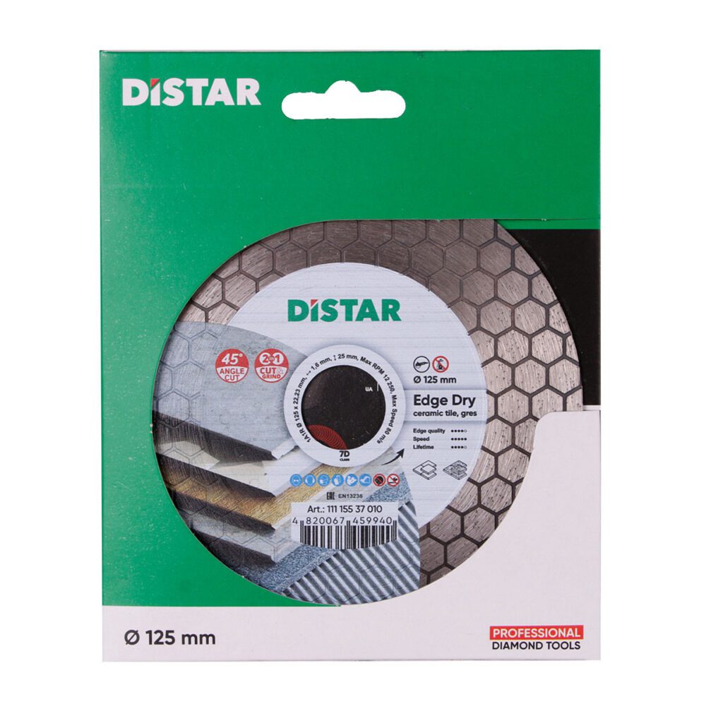 Круг алмазний відрізний Distar 1A1R 125x1,6x25x22,23 Edge Dry