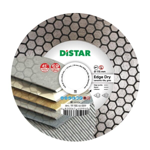 Круг алмазний відрізний Distar 1A1R 115x1,6x25x22,23 Edge Dry