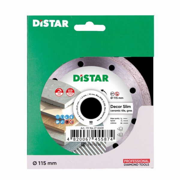 Круг алмазний відрізний DISTAR 1A1R 115 DECOR SLIM