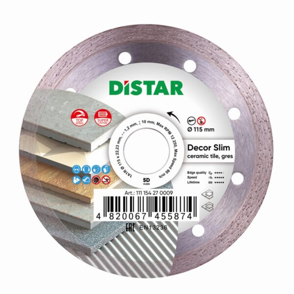 Круг алмазний відрізний DISTAR 1A1R 115 DECOR SLIM