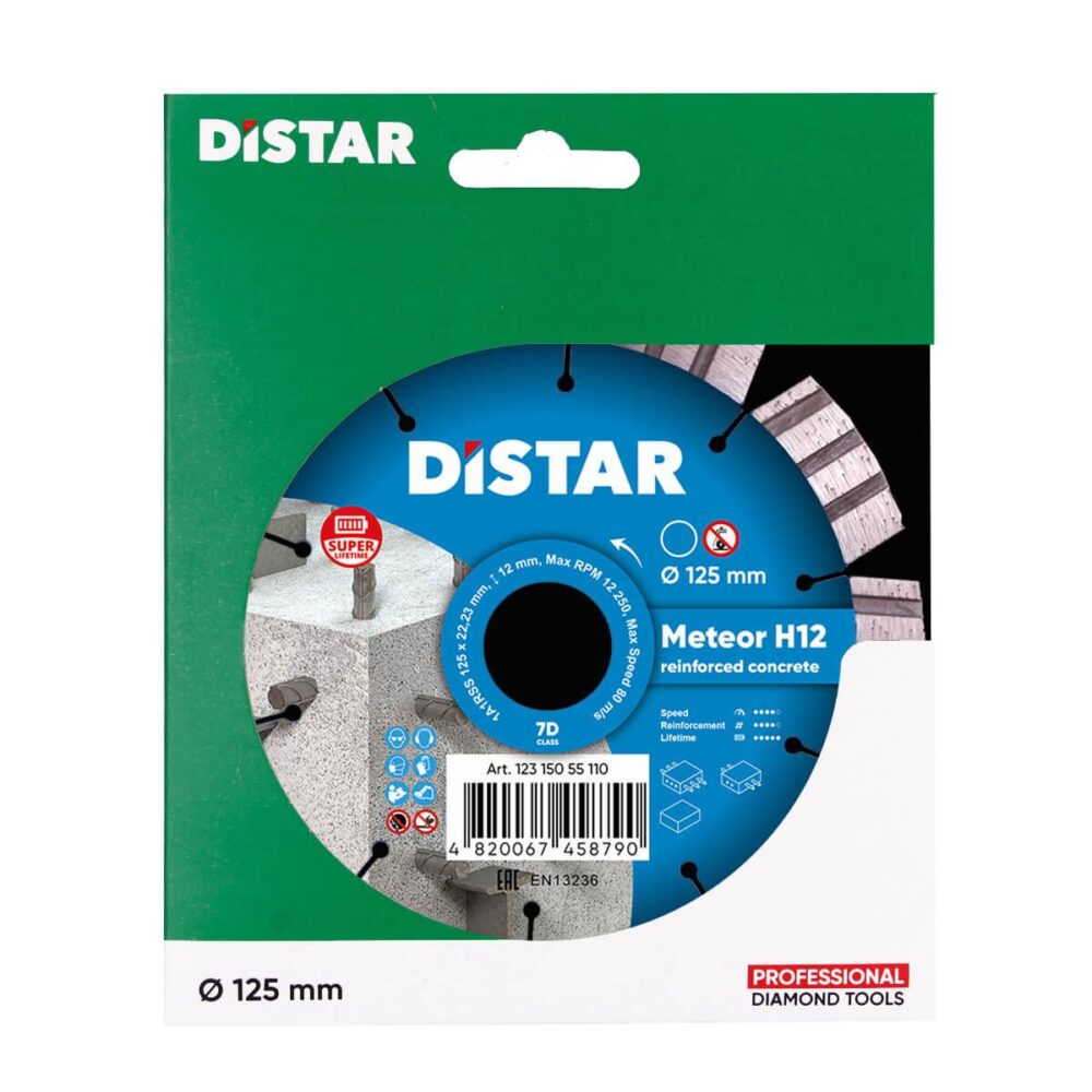 Круг алмазний відрізний Distar 1A1RSS 125x2,6/2,2x15x22,23 METEOR H12