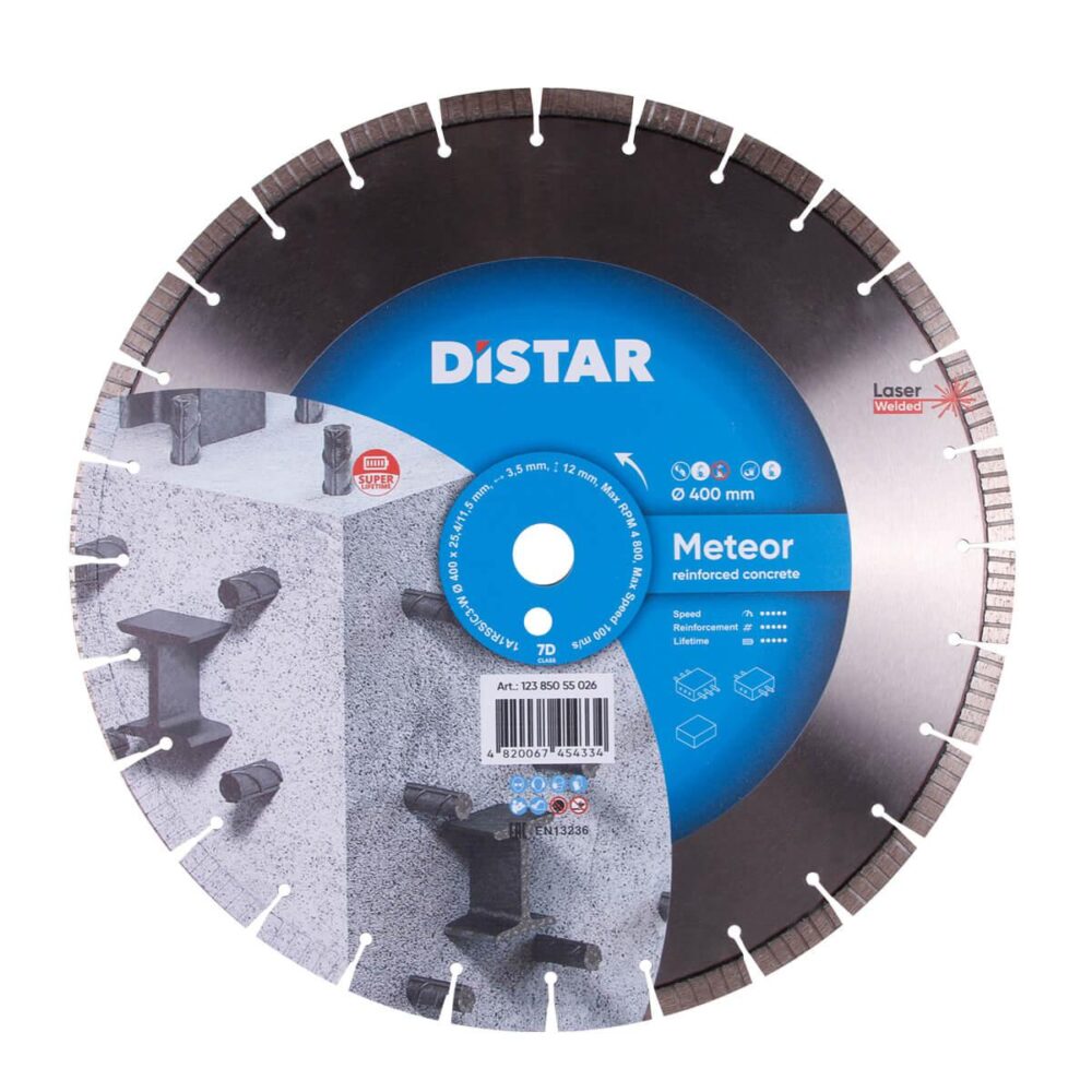 Круг алмазний відрізний Distar 1A1RSS/C3-W 400x3,5/2,5x12x25,4-28 F4 Meteor
