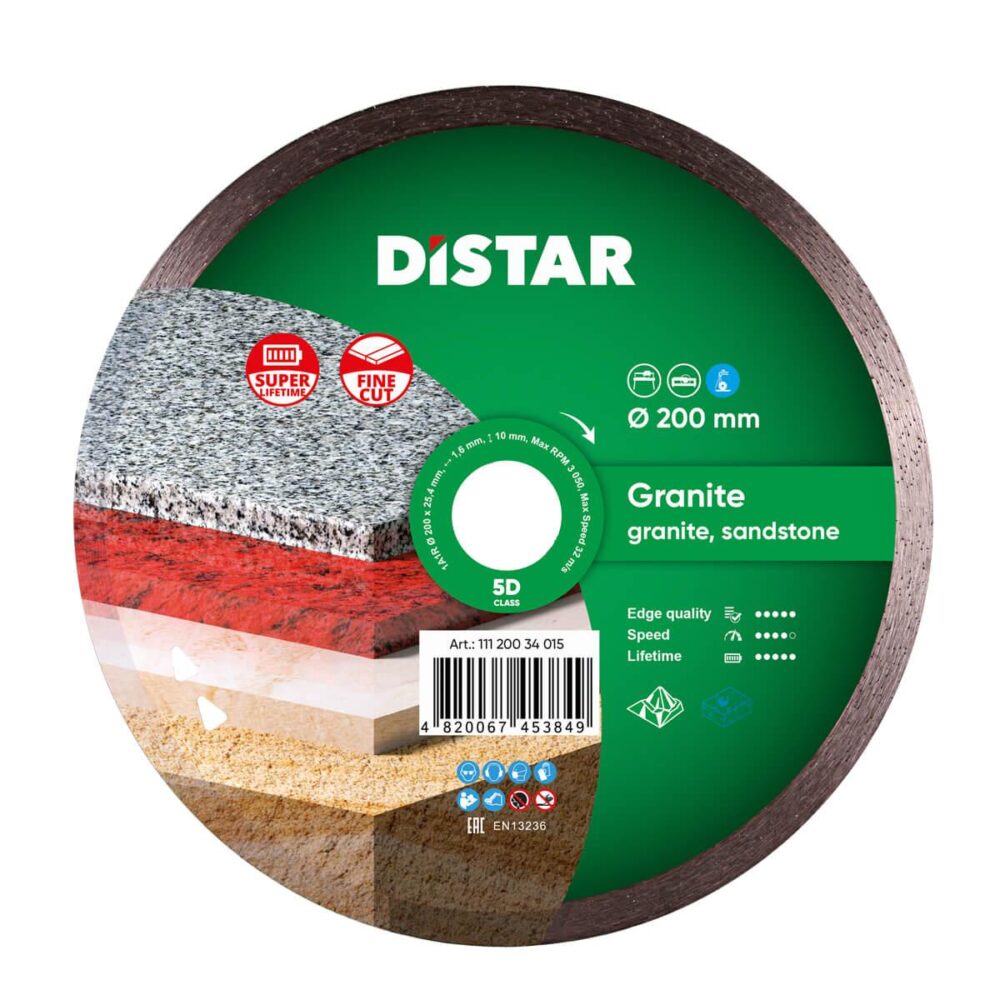 Круг алмазний відрізний Distar 1A1R 200x1,6x10x25,4 Granite