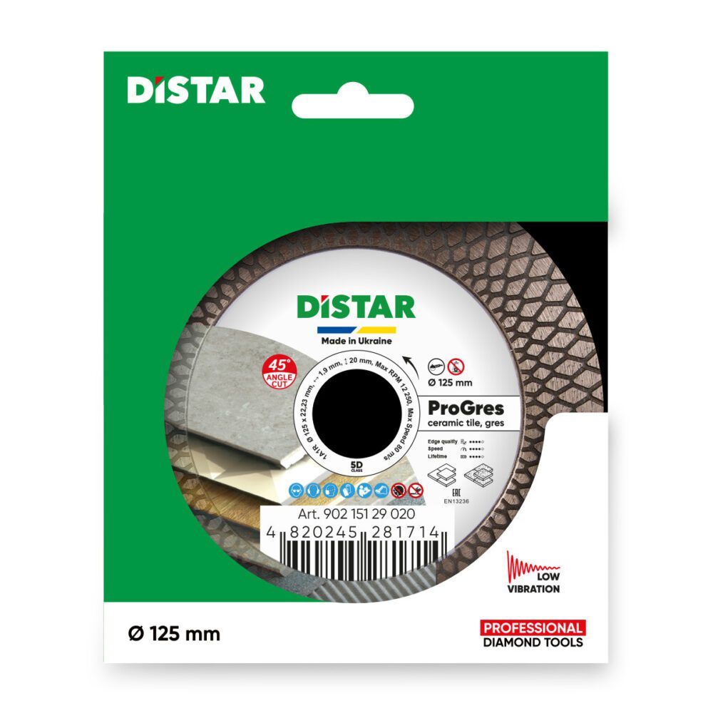 Круг алмазний відрізний Distar 1A1R 125x2,0x8/20x22,23 PRO Gres