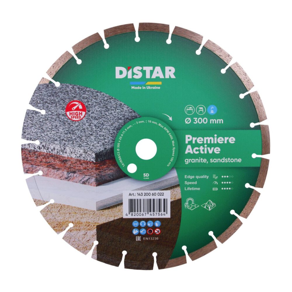Круг алмазний відрізний Distar 1A1RSS/C3-H 300x3,0/2,0x10x25,4-22 Premier Active
