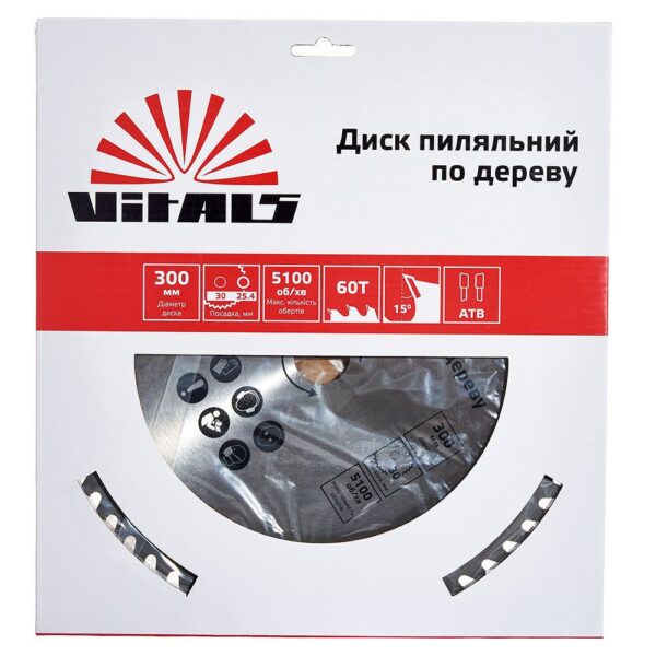 Диск пиляльний Vitals для дерева 300x30/25.4, ATB 60