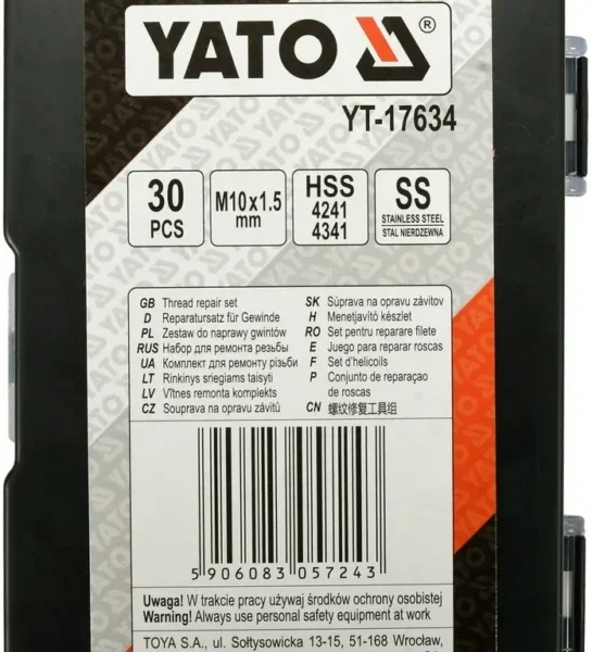 Набір для ремонту різі YATO YT-17634 (М10х1,5 мм.)