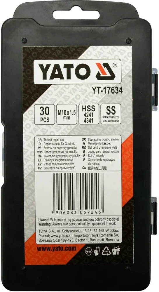 Набір для ремонту різі YATO YT-17634 (М10х1,5 мм.)