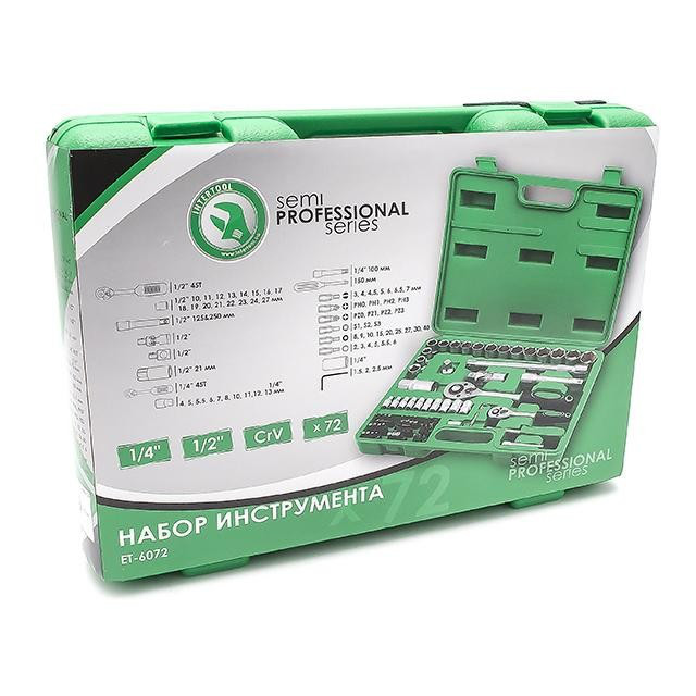 Набір інструментів Intertool ЕТ-6072 72 од. 1/2" і 1/4"