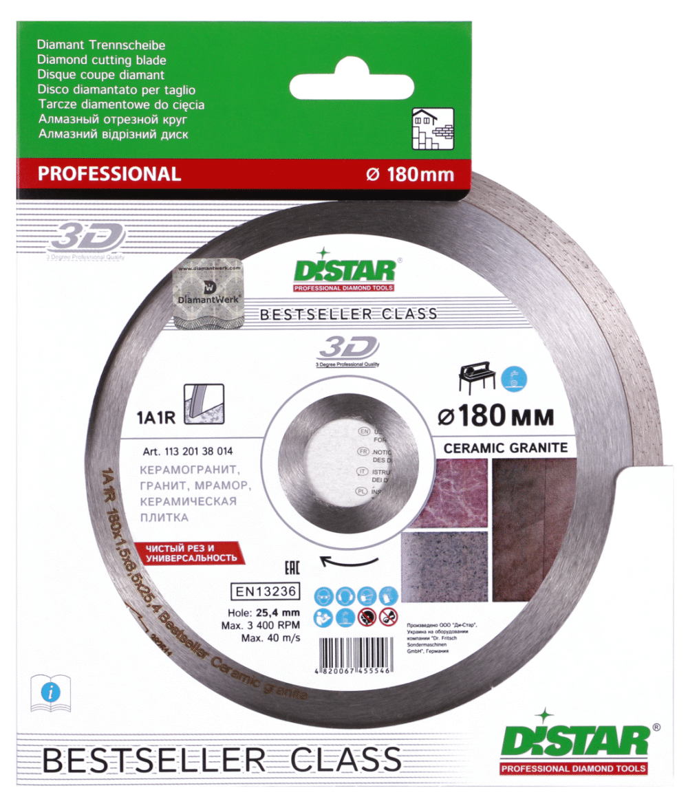 Круг алмазний відрізний Distar 1A1R 180x1,5x8,5x25,4 Bestseller Ceramic granite
