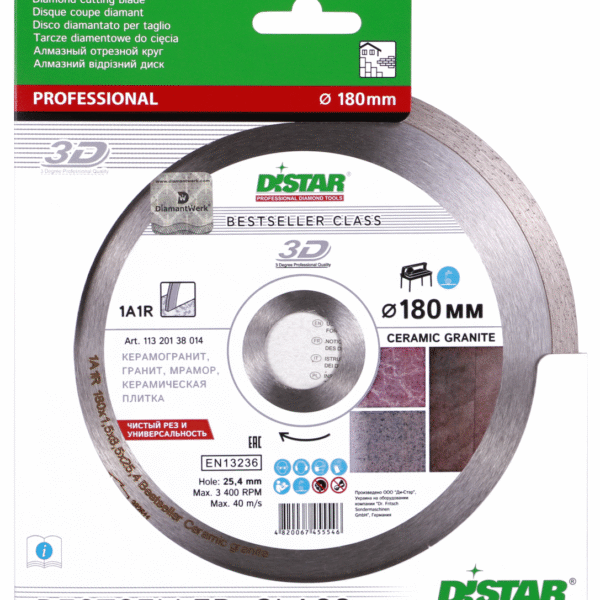 Круг алмазний відрізний Distar 1A1R 180x1,5x8,5x25,4 Bestseller Ceramic granite