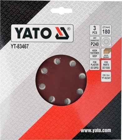 Круг шліфувальний Yato YT-83467 (Ø = 180 мм. Р240) 3 шт.