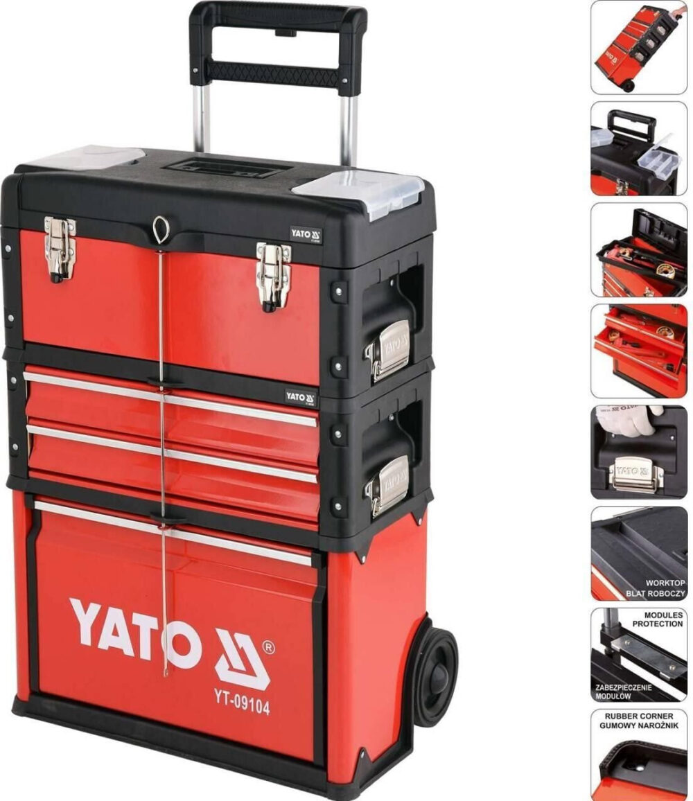 Ящик-візок з інструментами на колесах YATO YT-09104 (3 секціями 78 шт.)