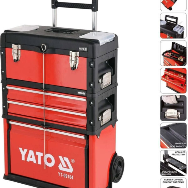 Ящик-візок з інструментами на колесах YATO YT-09104 (3 секціями 78 шт.)