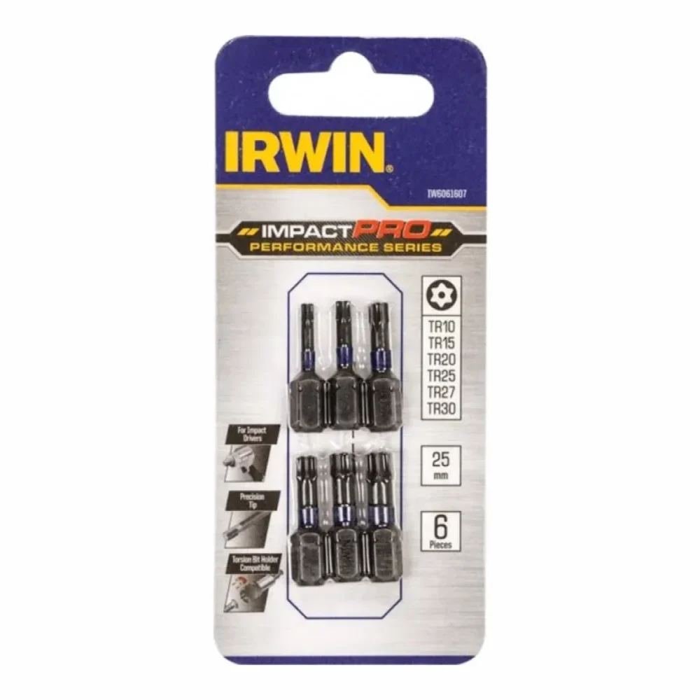 Біти IMPACT PRO 1/4"/25мм, комплект 6шт.: TR10, TR15, TR20, TR25, TR27, TR30, IRWIN