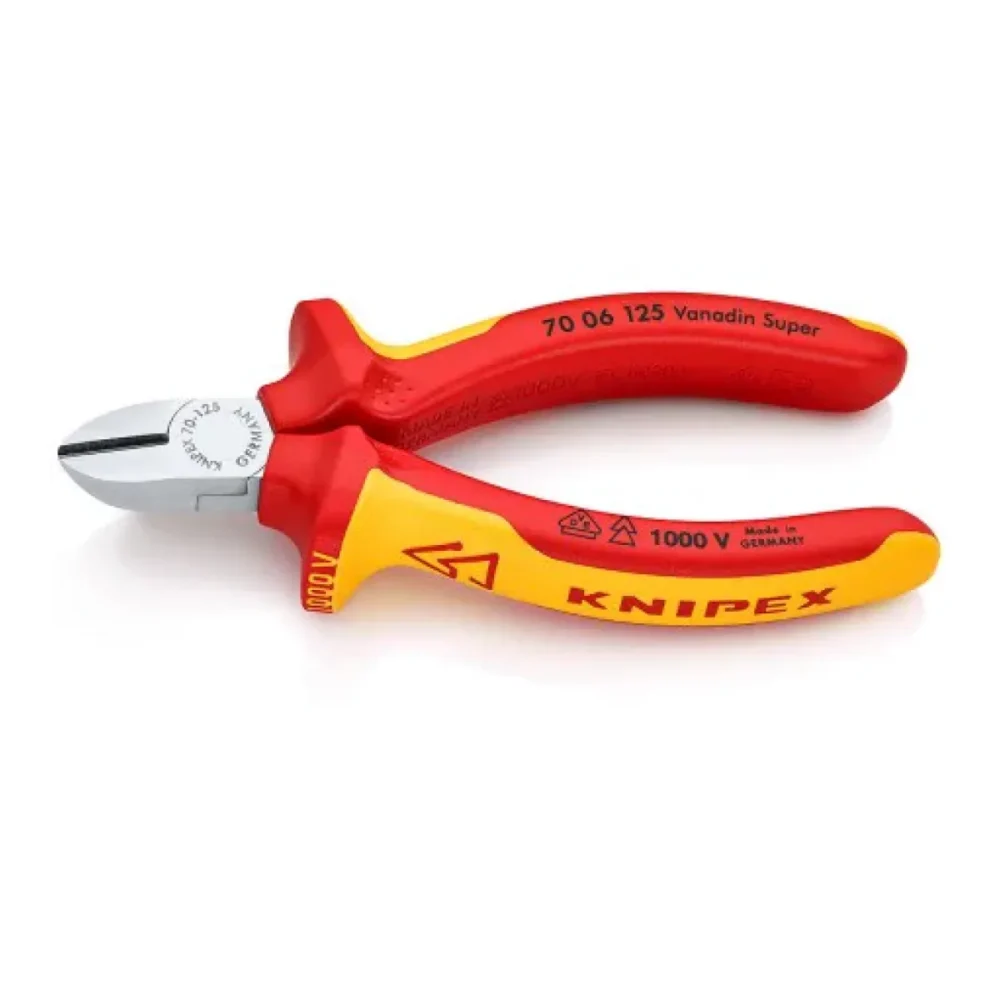 Кусачки бокові (бокорізи), діаметр 3,0мм, 125мм VDE KNIPEX 70 06 125, хромовані