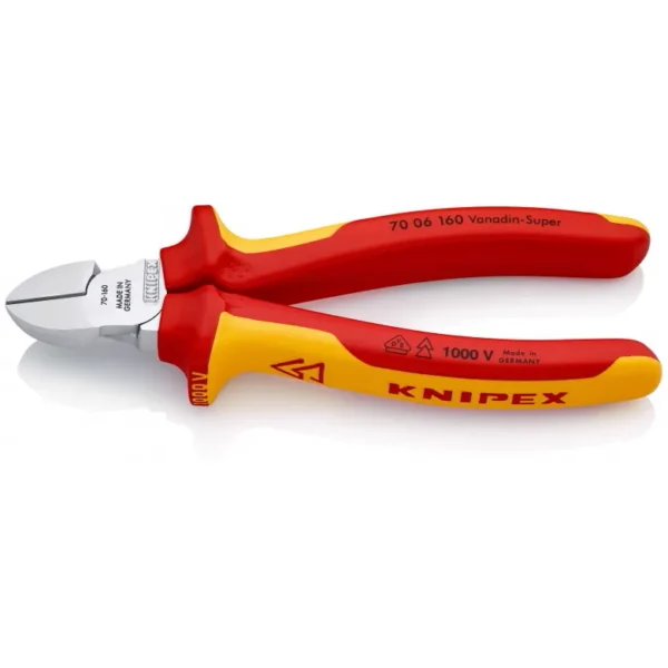 Кусачки бокові (бокорізи), діаметр 4,0мм, 160мм VDE KNIPEX 70 06 160, хромовані