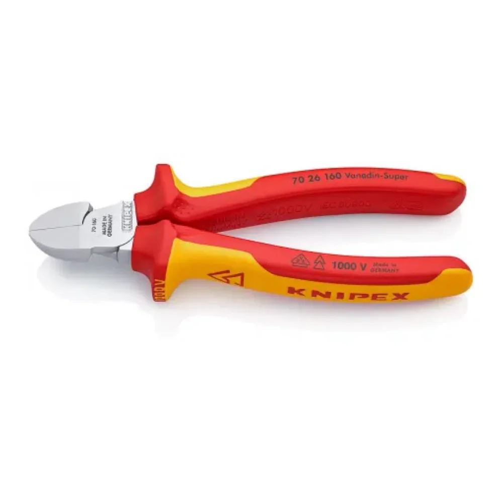 Кусачки бокові (бокорізи), діаметр 4,0мм ,160мм VDE KNIPEX 70 26 160, хромовані