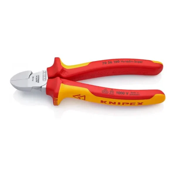 Кусачки бокові (бокорізи), діаметр 4,0мм ,160мм VDE KNIPEX 70 26 160, хромовані