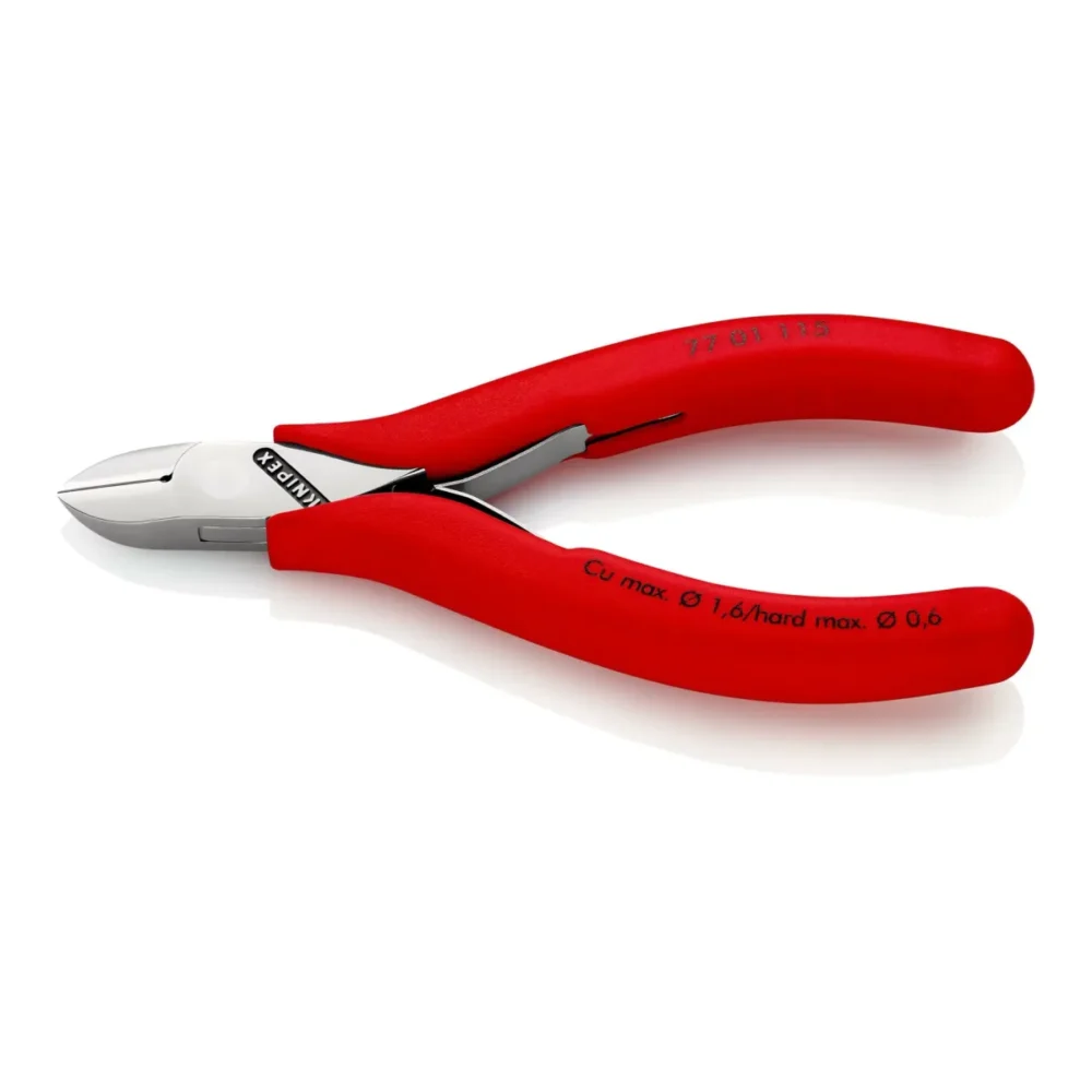 Кусачки бічні (бокорізи) для електроніки, Ø1,6мм, 115мм KNIPEX 77 01 115, хромовані