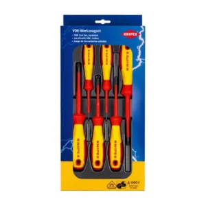 Набір діелектричних викруток із завуженим робочим кінцем KNIPEX 00 20 12 V03, Phillips/Pozidriv