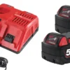 Енергокомплект Li-Ion MILWAUKEE, M18 NRG-502 (зарядний пристрій M12-18 FC, 2 акумулятори М18 В5 5Аг) + подарунок акумулятор M12