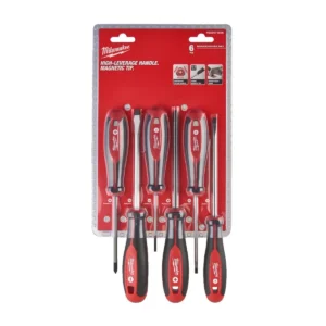 Набір викруток магнітних з тригранною рукояткою MILWAUKEE, (PZ1/PZ2/SL3/SL4/SL5,5/SL6,5) (6шт)