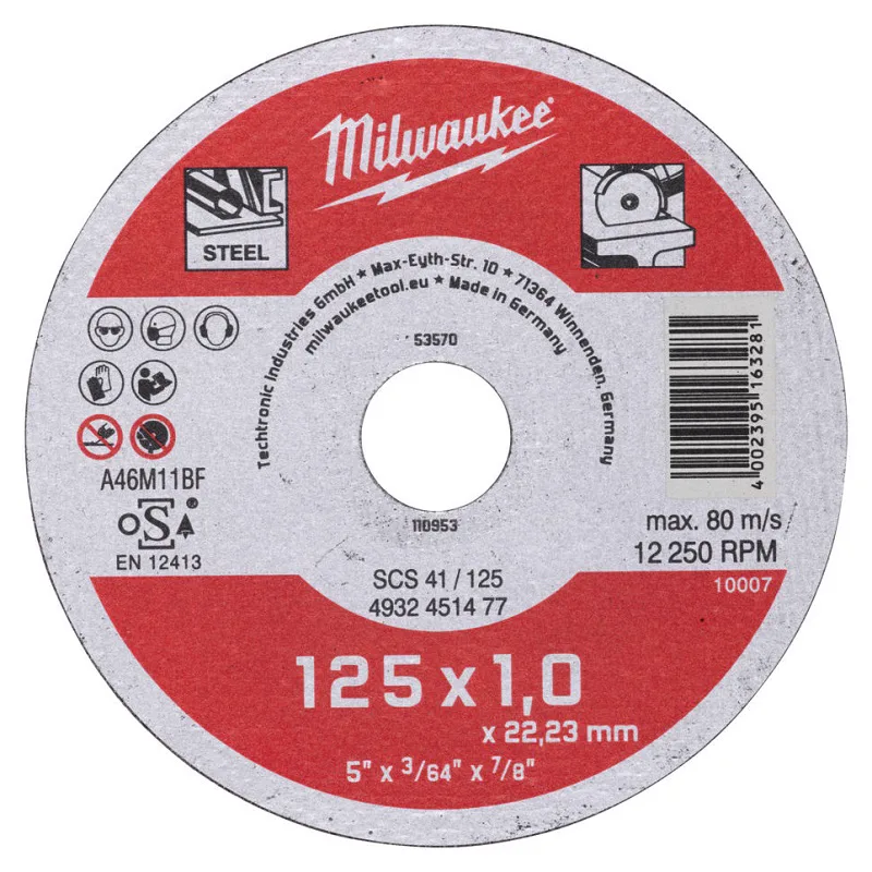 Диск відрізний по металу MILWAUKEE, SCS 41/125х1, діаметр 125мм
