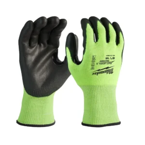 Рукавиці робочі сигнальні Hi-Vis MILWAUKEE, з опором порізам 3/C рівня, розмір 8/M