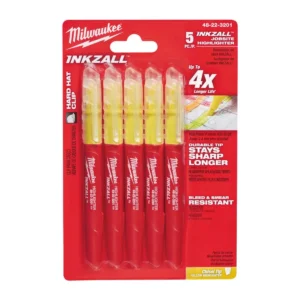 Набір маркерів для текста INKZALL MILWAUKEE, жовтих, (5шт)