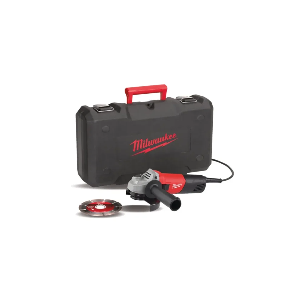 Шліфмашина кутова MILWAUKEE, AG 800-115 E D-SET, 800Вт, діаметр 115мм (диск, захисний кожух, бічна рукоять, опорна та притискна