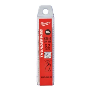 Свердло по металу THUNDERWEB HSS-G MILWAUKEE DIN338, діаметр 6,2x101х63мм, (10шт), пластикова коробка