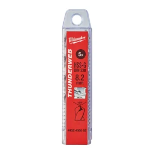Свердло по металу THUNDERWEB HSS-G MILWAUKEE DIN338, діаметр 8,2x117х75мм, (5шт), пластикова коробка